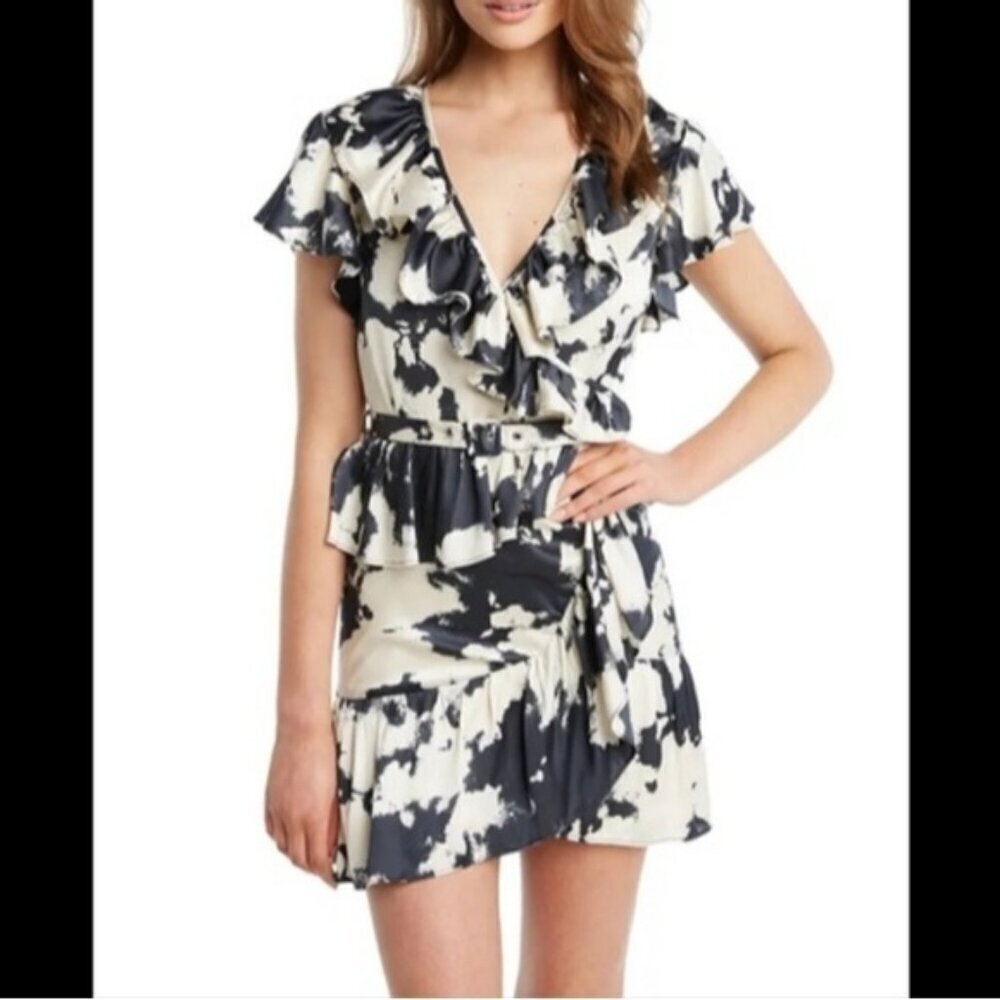 Bardot Tie Dye print mini satin dress